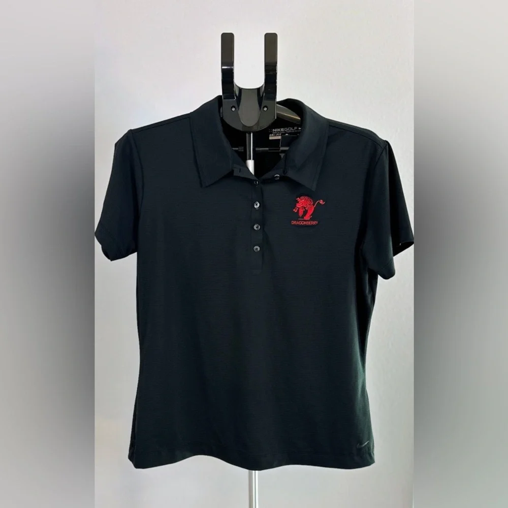 Nike Golf Women’s Large Black Dri-FIT Polo Shirt‎ Dragonberry Embroidered